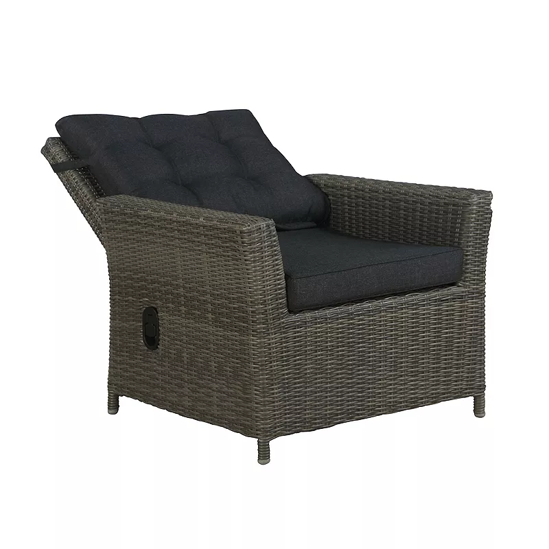 Alaterre Furniture Asti All-Weather Wicker Outdoor Chair and Ottoman 4-piece Set