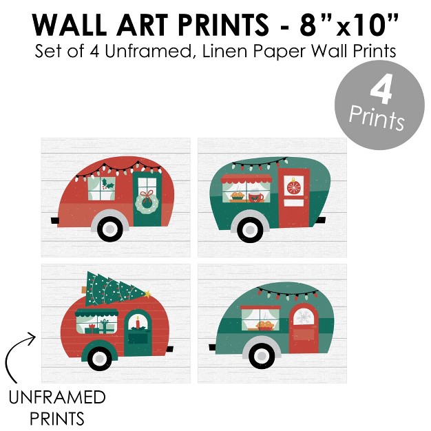 Big Dot Of Happiness Camper Christmas Unframed Red And Green Holiday Linen Paper Wall Art Set Of 4 Artisms 8 X 10 Inches