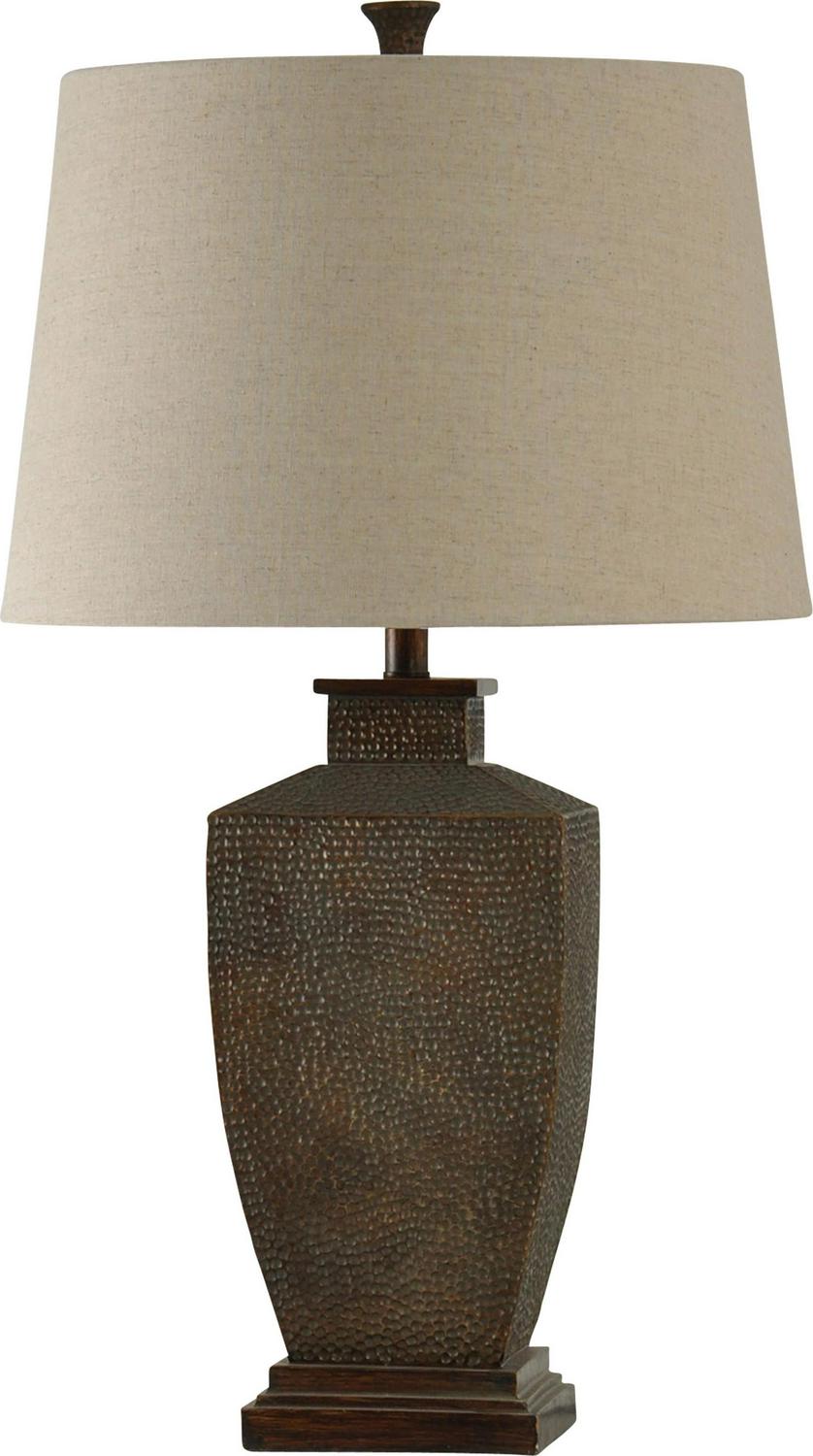 Berkshire Table Lamp  Brown Finish  White Hardback Fabric Shade  Style A