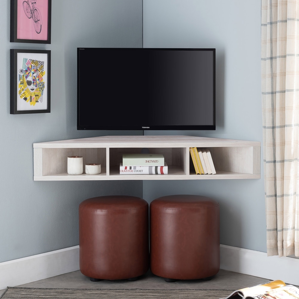 DH BASIC Transitional 46 inch 3 Shelf Corner Floating TV Stand by Denhour