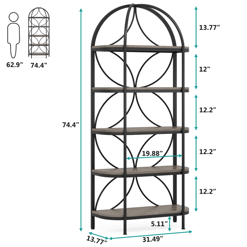 74 Inches Tall Etagere Bookcase Bookshelf Narrow Tall Display Shelf