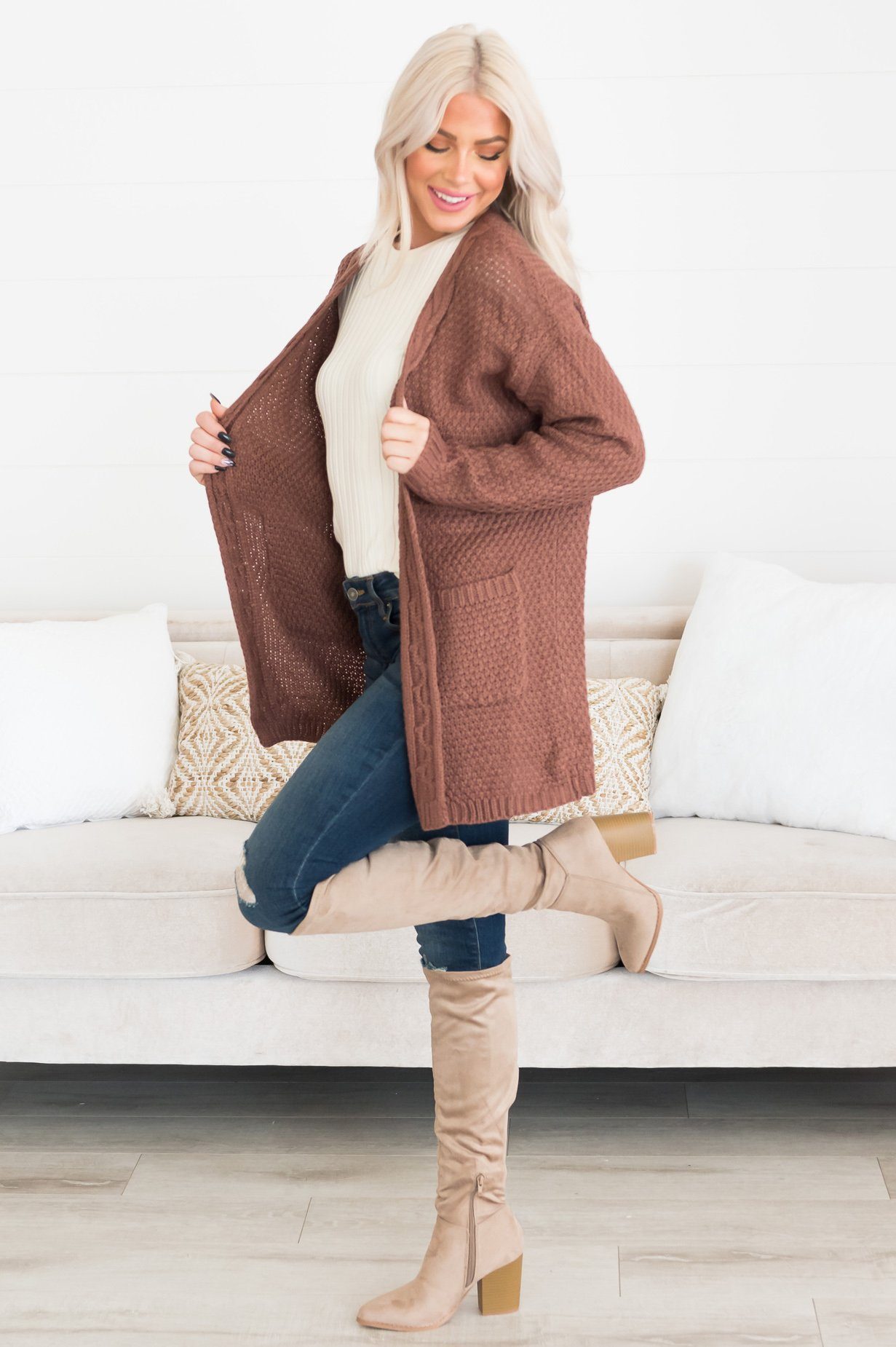 Warm & Cozy Modest Pocket Cardigan