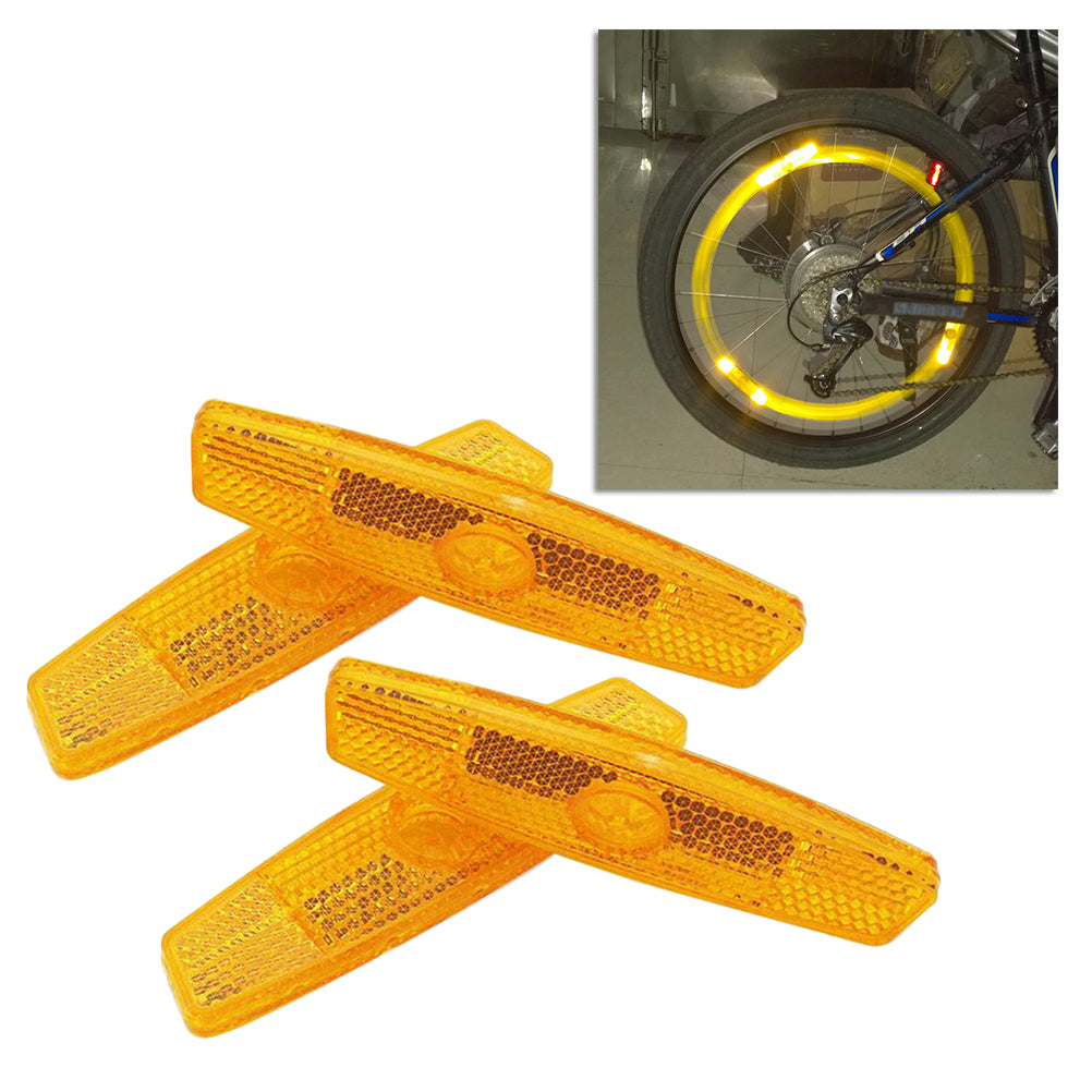 4pcs Bike Spoke Reflector Safety Warning Light Safety Wheel Rim Reflective Light Mount Vintage Clip Tube Reflector Yellow