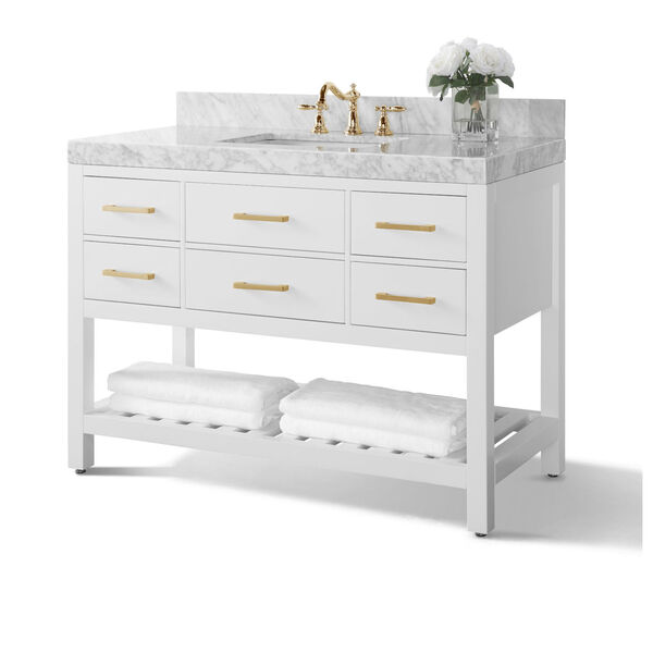 Elizabeth White 48-Inch Vanity Console with Gold Hardware