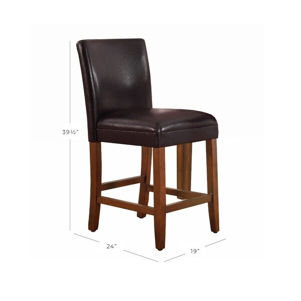 24-inch Luxury Brown Faux Leather Barstool - 24 inches