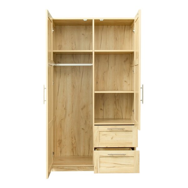 High Wardrobe Cabinet with 2 Doors，2 Drawers and 5 Storage Spaces - - 37427630