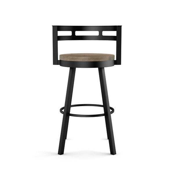 Amisco Vector Swivel Counter Stool with Distressed Wood Seat