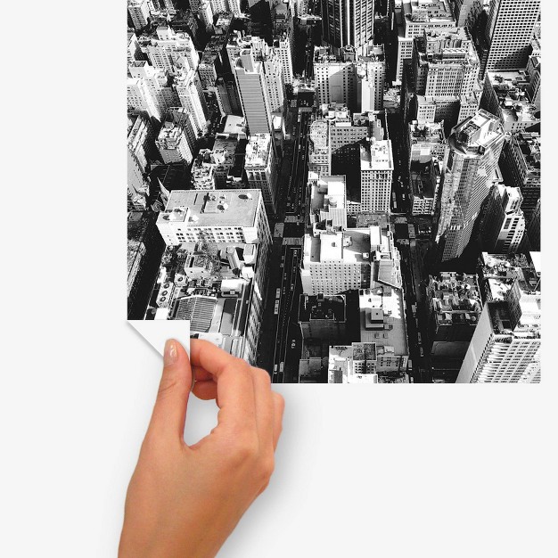 New York City Gallery Poster Kit Giant Peel And Stick Wall Decal Black white gray Roommates