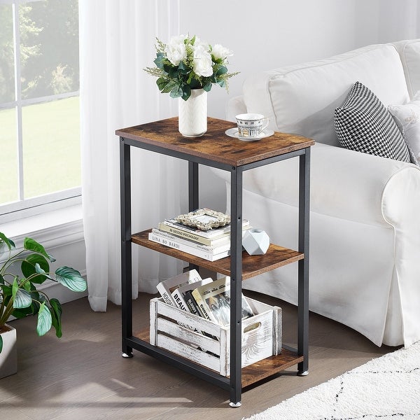 Javlergo Industrial End Side Tables Nightstand with 3-Tier Storage Shelf