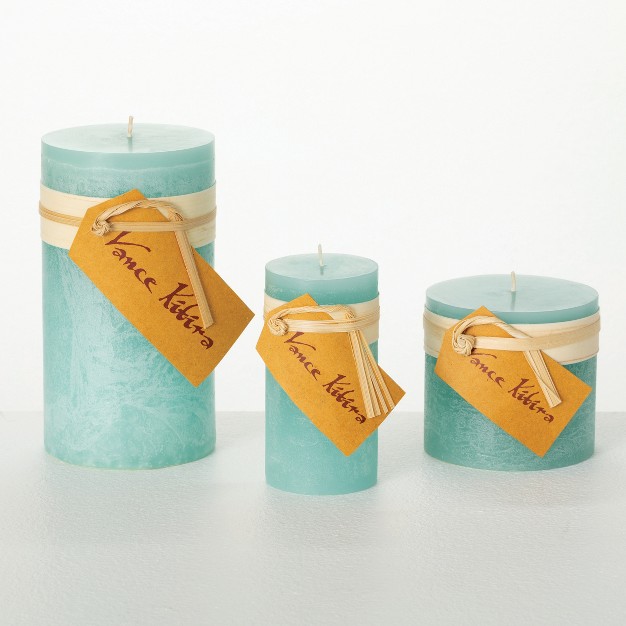 Sea Foam Timber Pillar Candles Kit Set Of 3