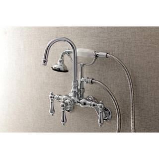 Kingston Brass Vintage Adjustable Center 3-Handle Claw Foot Tub Faucet with Handshower in Chrome HAE302T1