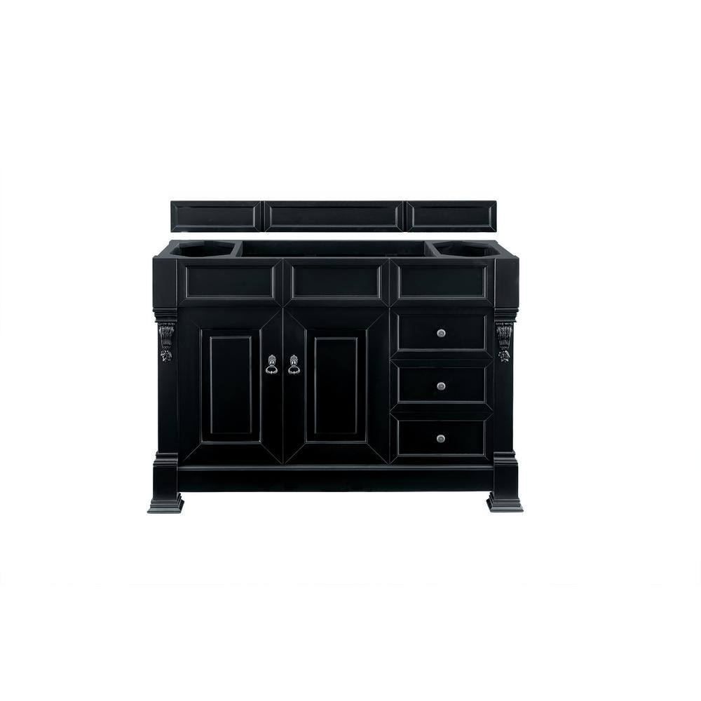 James Martin Vanities Brookfield 48 in. W x 23.5 in. D x 34.3 in. H Single Bath Vanity in Antique Black with Eternal Jasmine Pearl Quartz Top 147-114-5236-3EJP