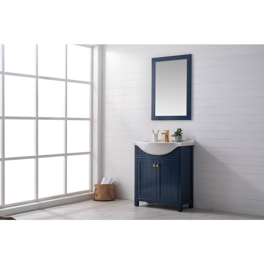 Design Element Marian 30 in. W x 19.25 in. D x 35 in. H Bath Vanity in Blue with Porcelain Vanity Top in White with White Basin S05-30-BLU