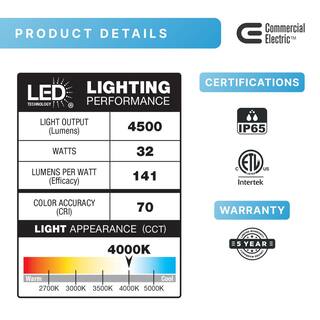 Commercial Electric 150W Equivalent Integrated LED Bronze Outdoor Commercial Area Light with Wall mount 4500 Lumens GRD32-PC-4K-BZ