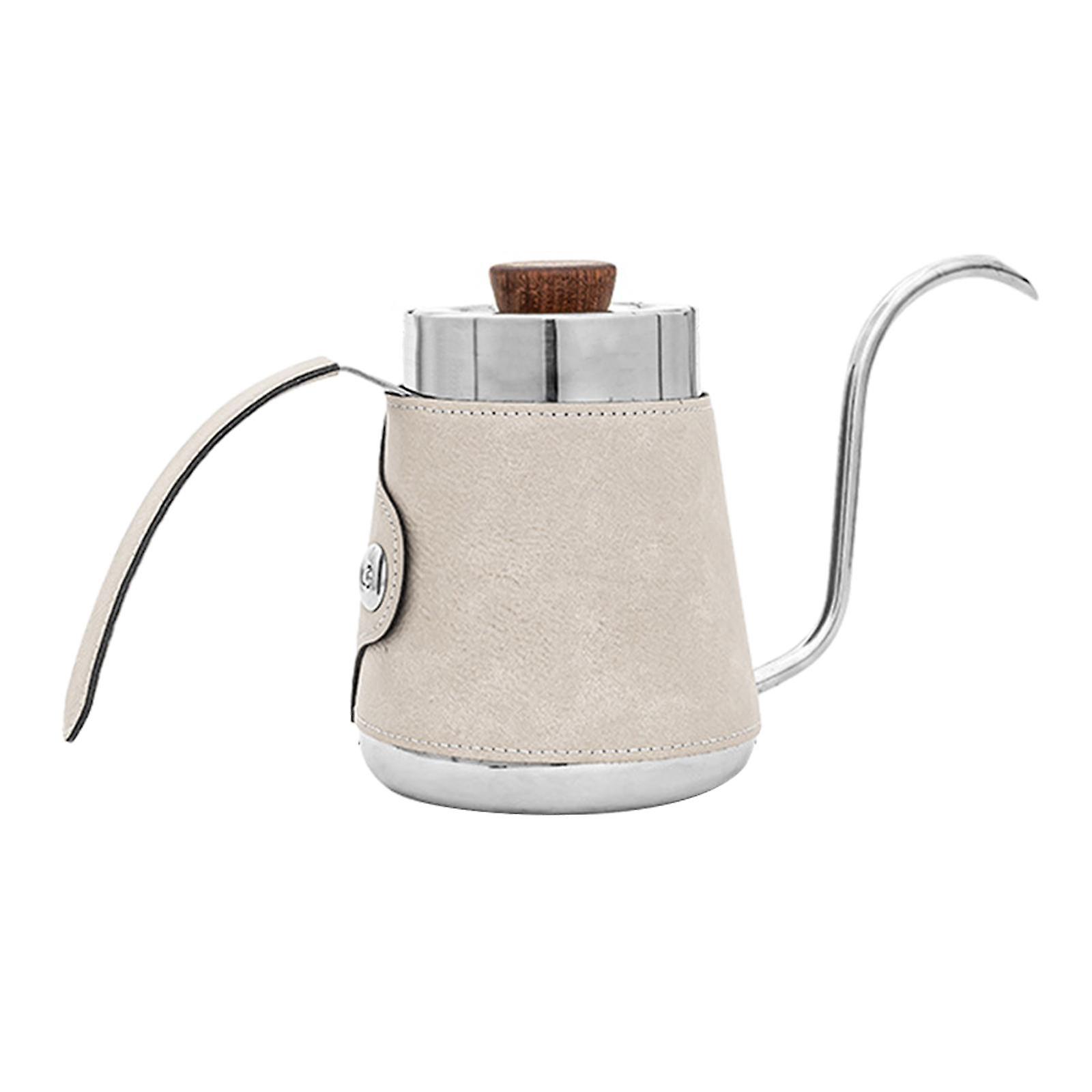 Pour Over Drip Pot 600ml Gooseneck Coffee Kettle For Hotel Entertain Camping Beige