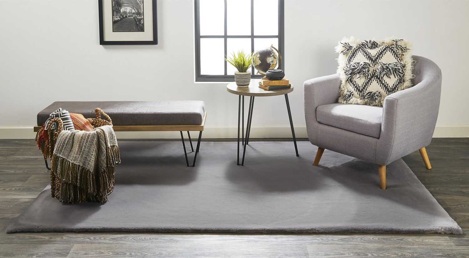 Len Warm Dark Gray Rug by BD Fine