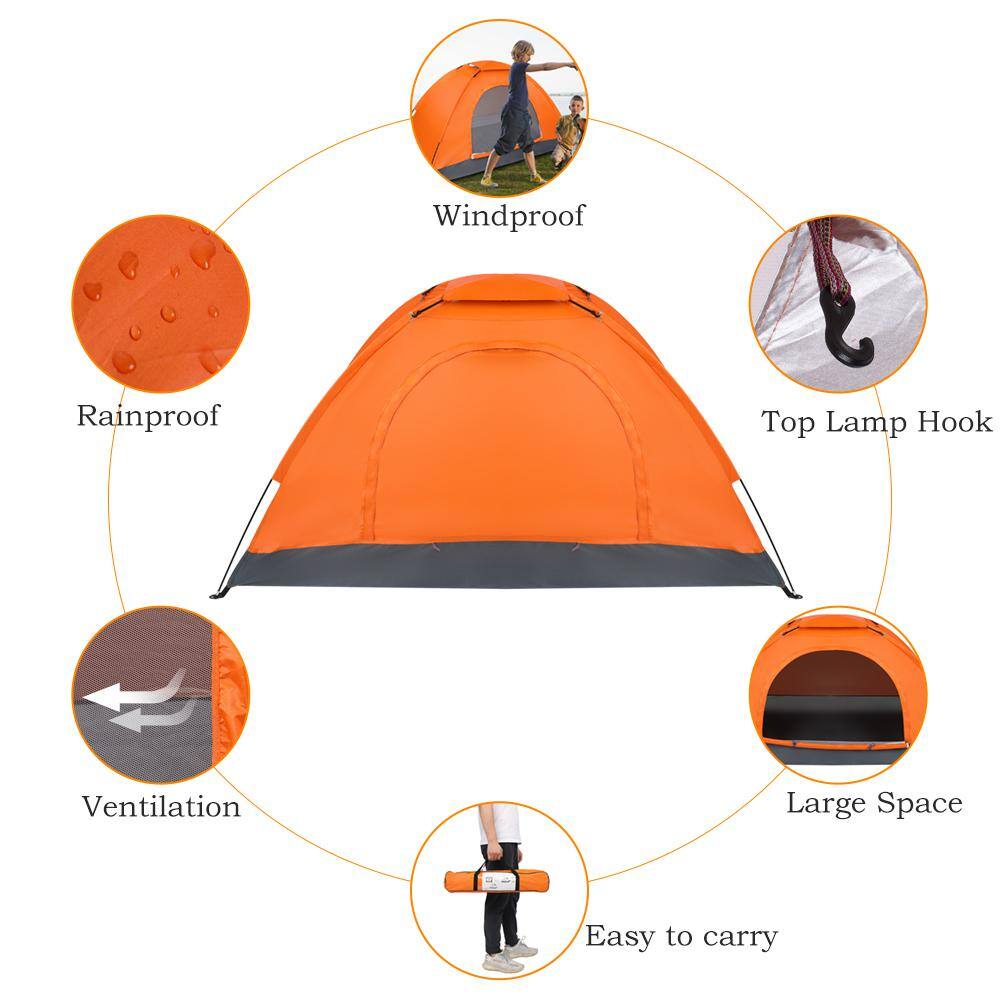 Winado Pop-up 1-Person Camping Tent in Orange 327770562997