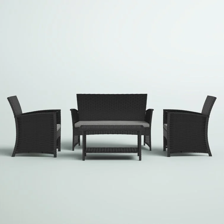 Genova 4 Piece Rattan Sofa Seating Group with Cushions