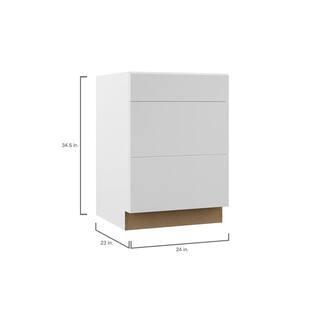 Hampton Bay Designer Series Edgeley Assembled 24x34.5x23.75 in. Drawer Base Kitchen Cabinet in White B3D24-EDWH