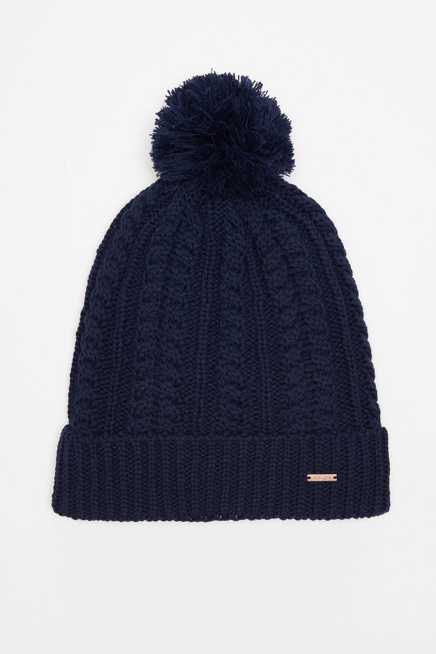 Chunky Knit Bobble Hat - Deep Navy