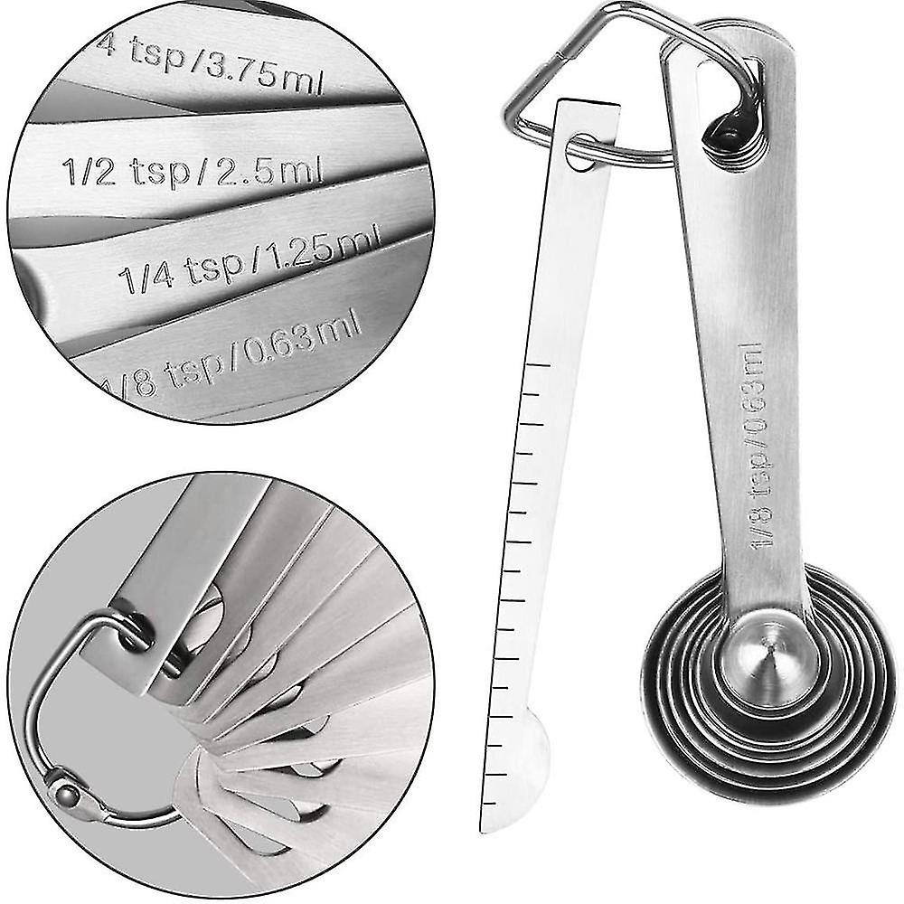 Measuring Spoons Set Of 7 With Engraved Marking Ruler Compatible With Measuring