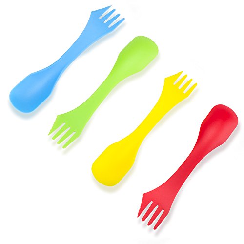 Grizzly Peak Pack of 4 Tritan Camping Sporks, Multi-color and Lightweight