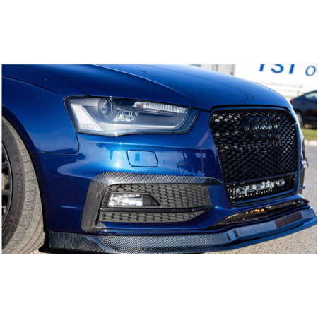 Kojem Front Bumper Fog Light Vent Grille Lower Cover Bezel RS4 Style for 2013 2014 2015 2016 Audi A4 B8.5- Gloss Black Honeycomb