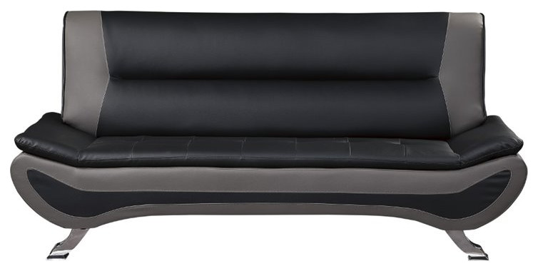 Lexicon Veloce Faux Leather Sofa in Black and Gray   Contemporary   Sofas   by Homesquare  Houzz