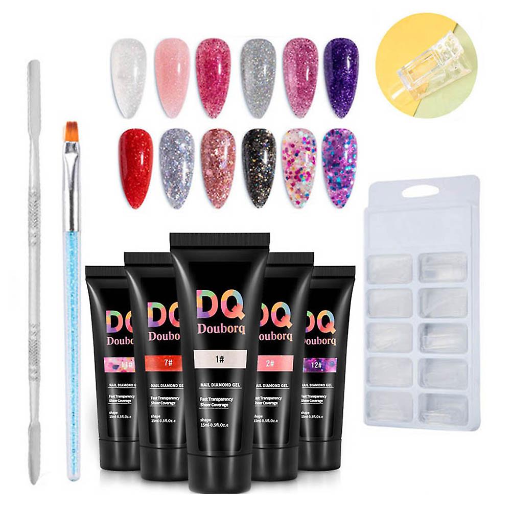 15ml Diamond Gel Quick Builder Extension Gel + 100pcs Nail Molds Diamond Pen Steel Push Clip Manicure Set  3