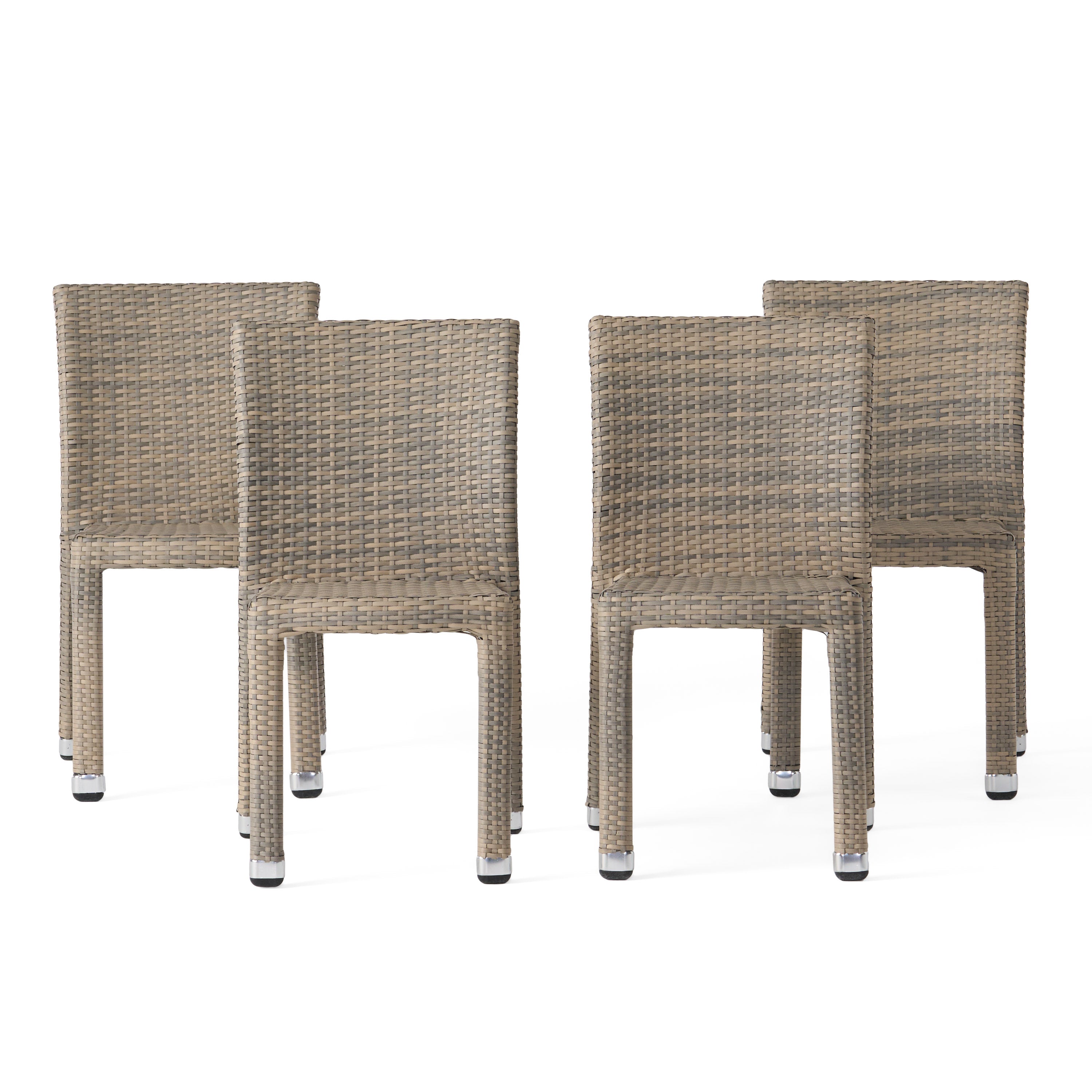 Dorside Outdoor Wicker Armless Stack Chairs With Aluminum Frame