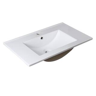 Fresca Torino 30 in. Drop-In Ceramic Bathroom Sink in White with Integrated Bowl FVS6230WH