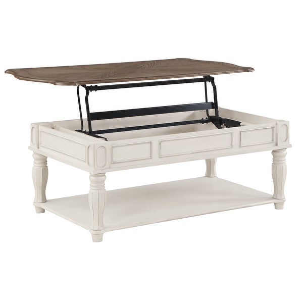 ACME Florian Coffee Table with Lift Top in Oak and Antique White