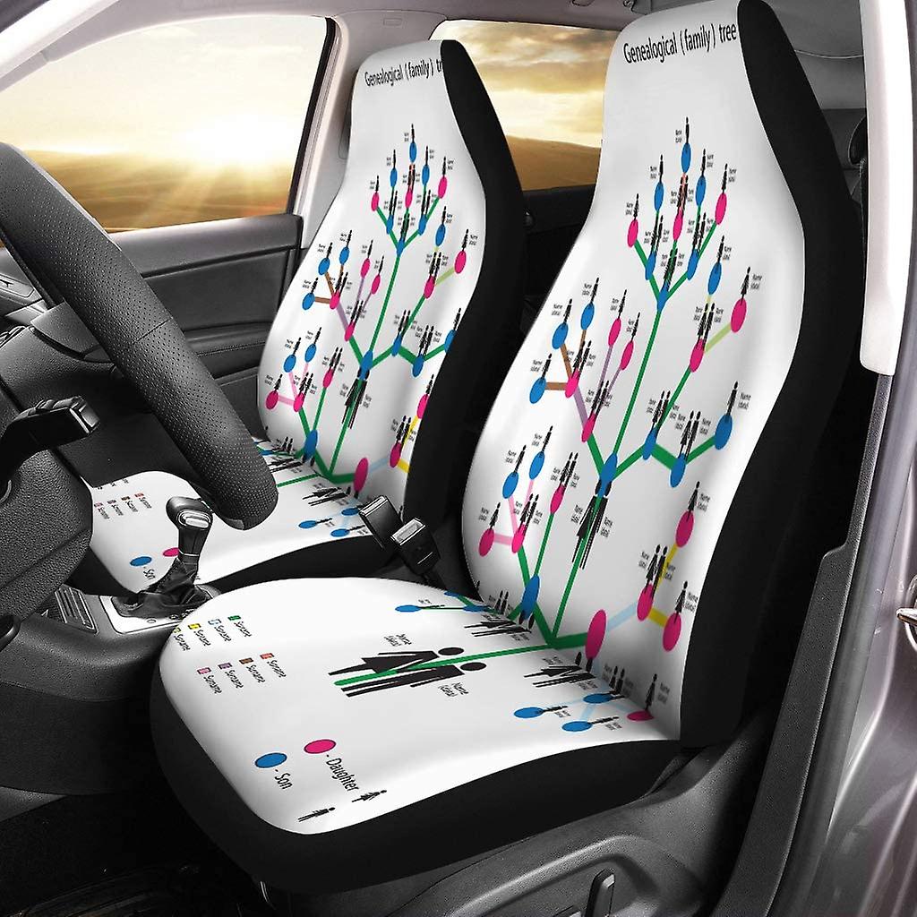 Set Of 2 Car Seat Covers Family Tree Universal Auto Front Seats Protector Fits For Car，suv Sedan，truck