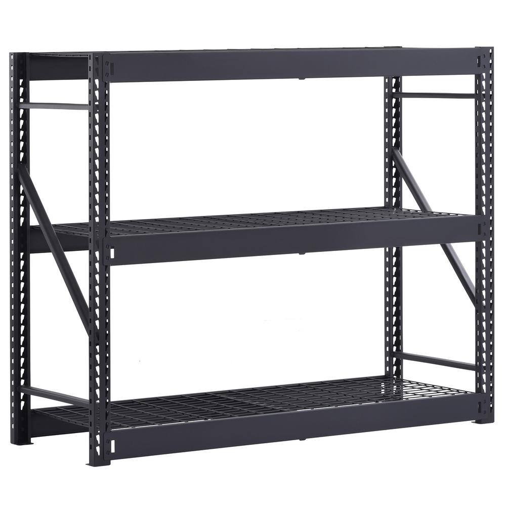 Husky 3-Tier Industrial Duty Steel Freestanding Garage Storage Shelving Unit in Black (65 in. W x 54 in. H x 24 in. D) N2W652454W3B