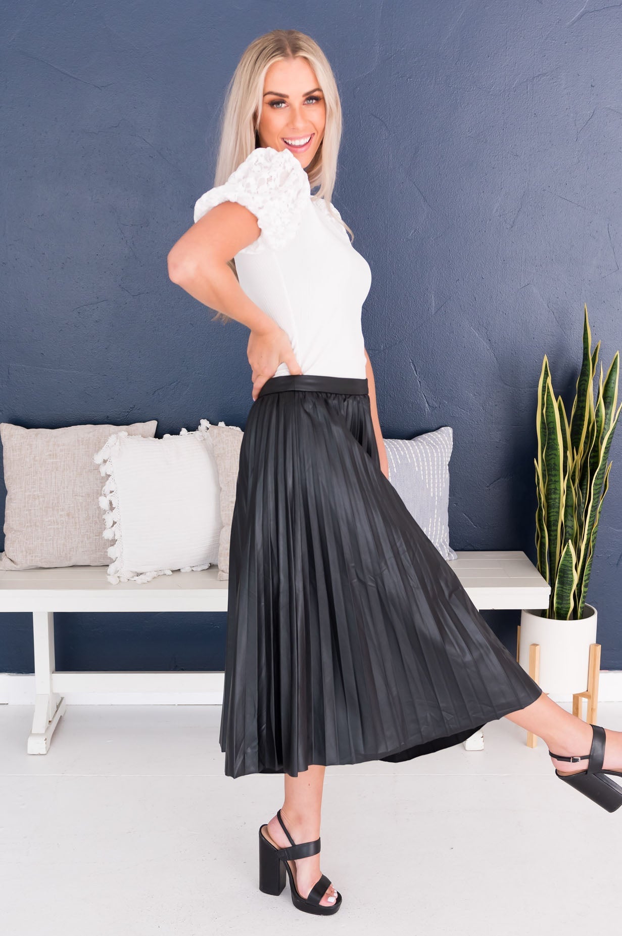 Falling For You Modest Pleat Skirt