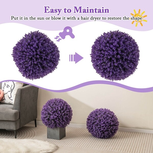 2 PCS Artificial Plant Topiary Ball 17.5'' Purple Decorative Balls