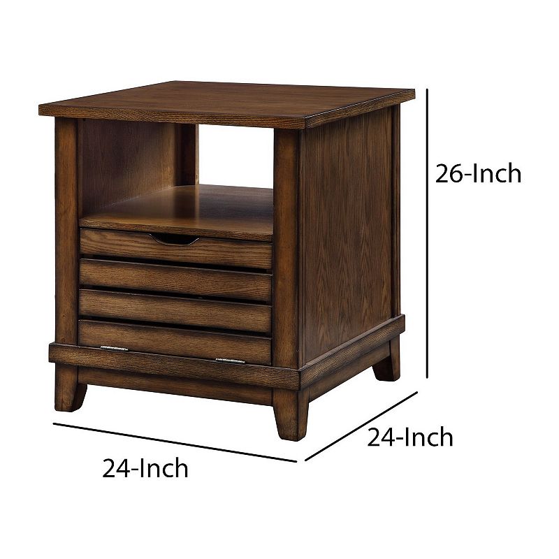 Open Top Contemporary Wooden Contemporary Style End Table， Brown