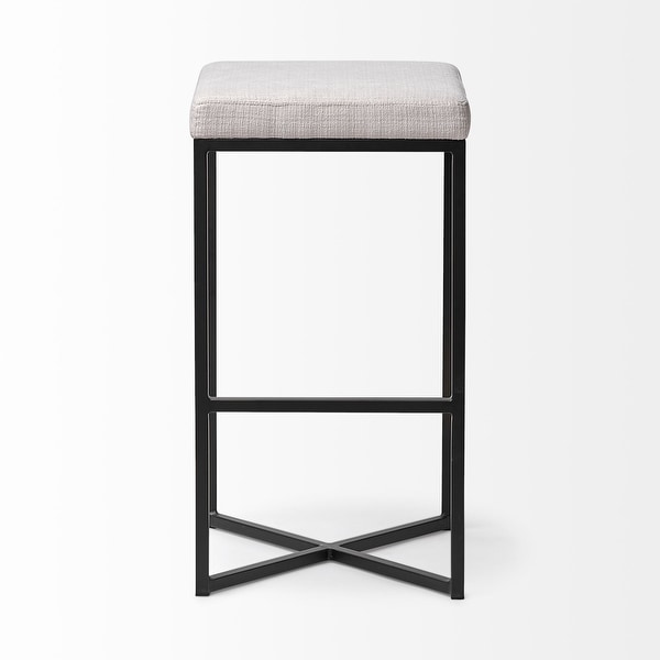 Frodo White Fabric Seat w/ Black Metal Base Bar Stool