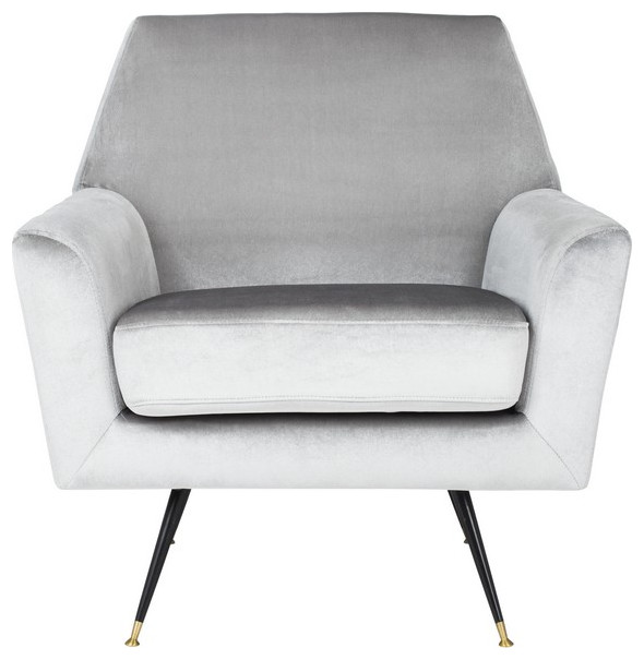 Tellie Velvet Retro Mid Century Accent Chair Light Grey   Midcentury   Armchairs And Accent Chairs   by Peachtree Fine Furniture  Houzz