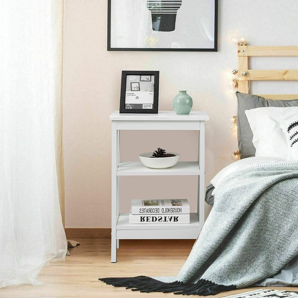 VECELO Modern Nightstand with 3 tier Storage Shelves