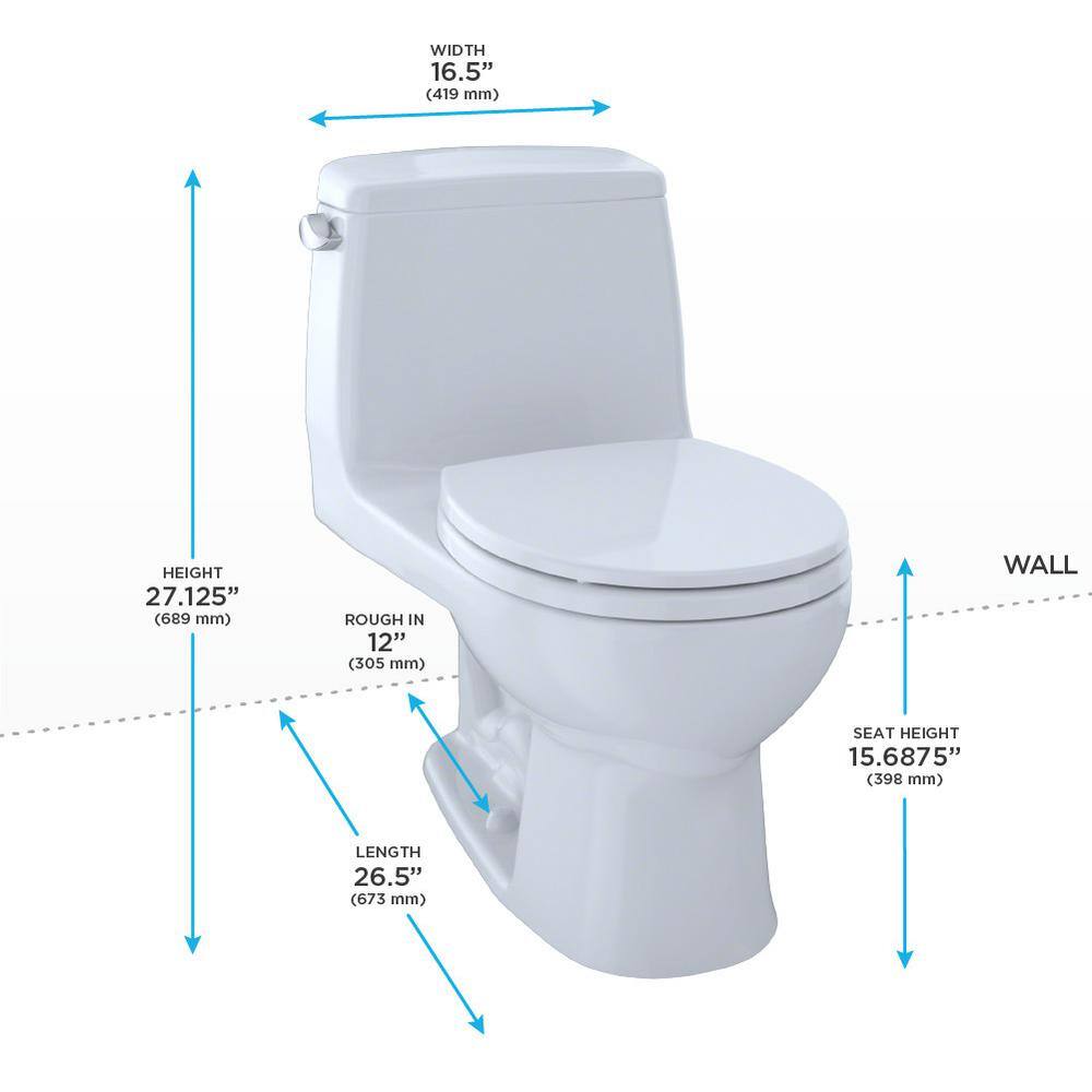 TOTO Eco UltraMax 1-Piece 1.28 GPF Single Flush Round Standard Height Toilet in Cotton White SoftClose Seat Included MS853113E#01