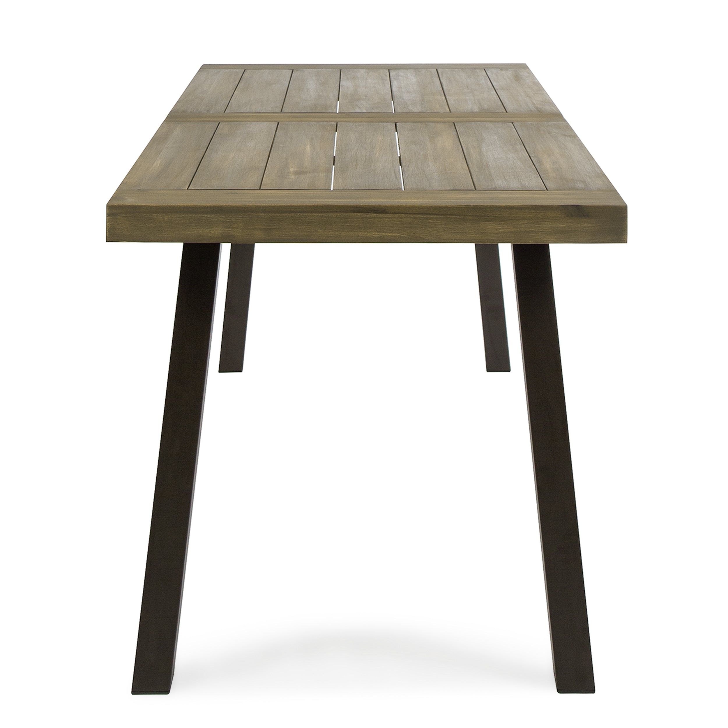 Mika Outdoor Finished Acacia Wood Dining Table with Metal Legs