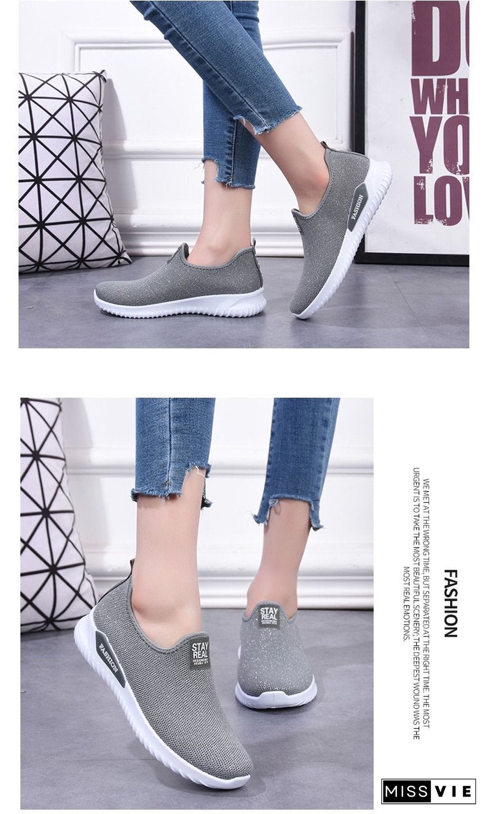 Women Sneakers Fashion Sock Shoes Female Vulcanized Shoes Casual Slip On Flats