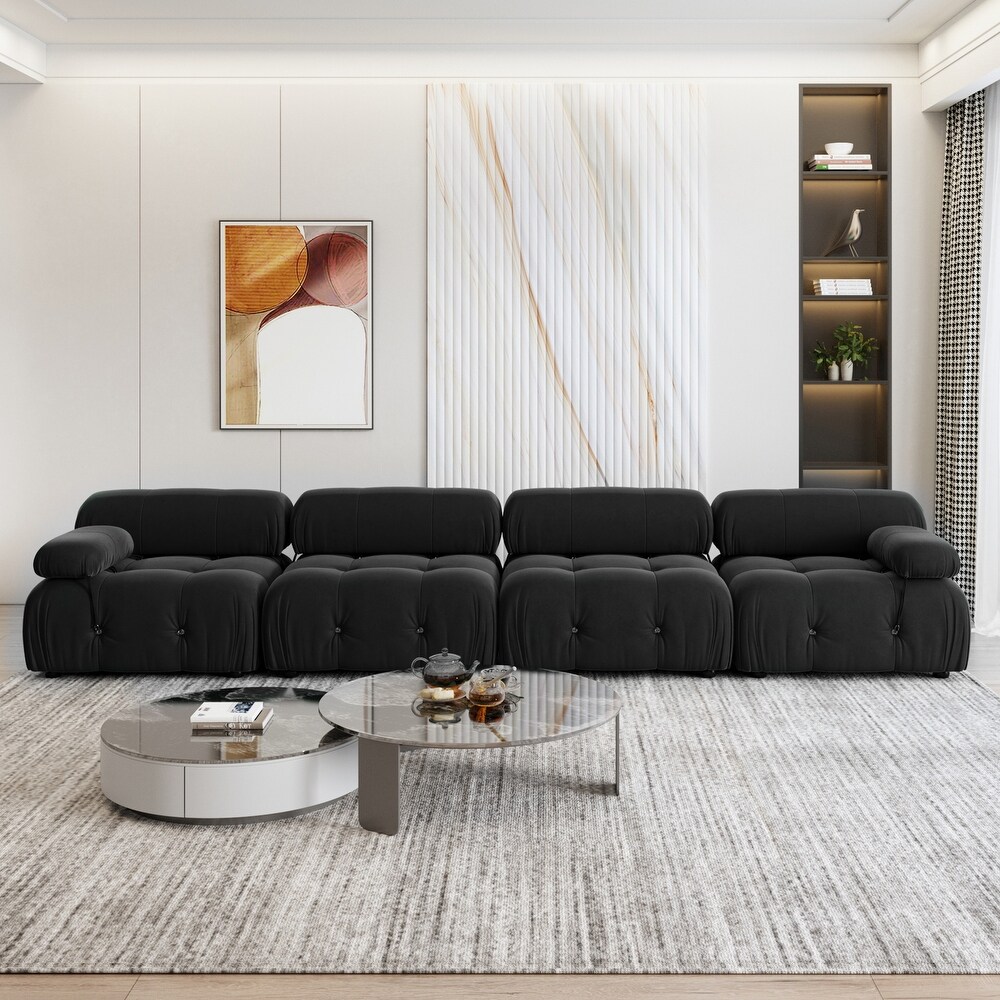 Modern Sectional Sofa Velvet Couch with 3/4 Seats.