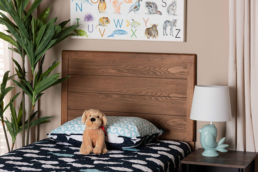 Shannon Mid Century Modern Walnut Brown Finish Wood Twin Headboard   Midcentury   Headboards   by Baxton Studio  Houzz