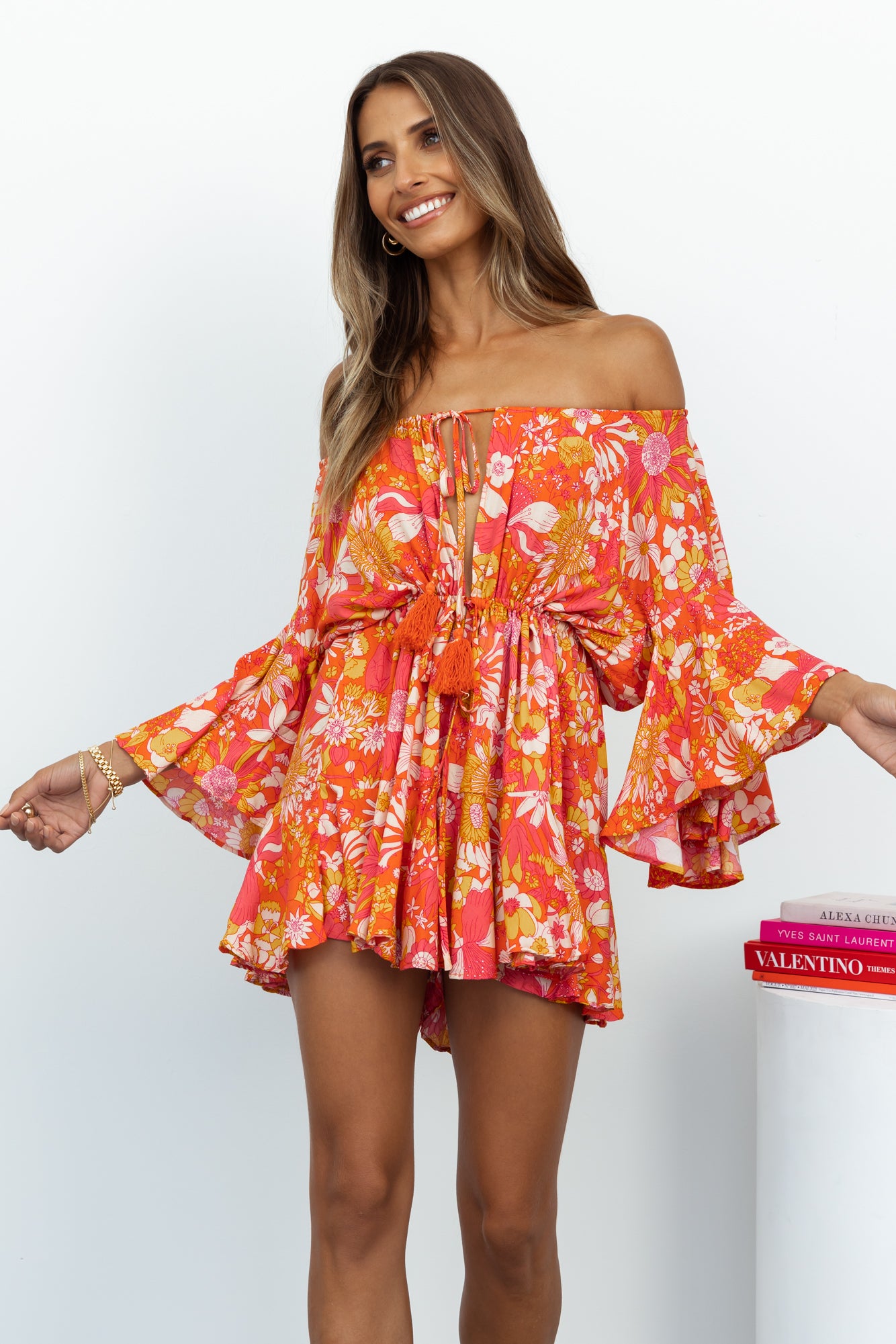 Blow Me Away Romper Orange