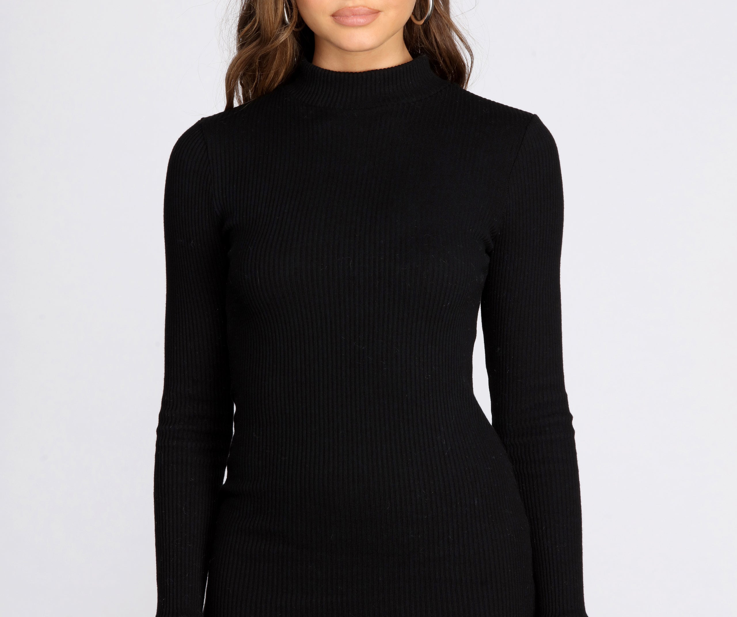 All For Knit Mock Neck Mini Dress