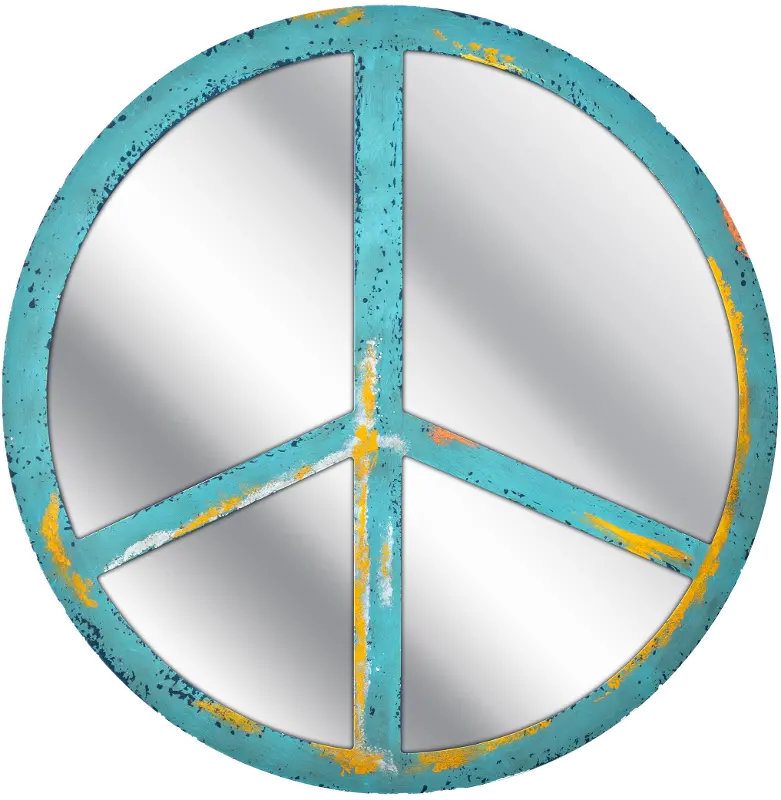 Bright Teal Peace Sign Wall Mirror