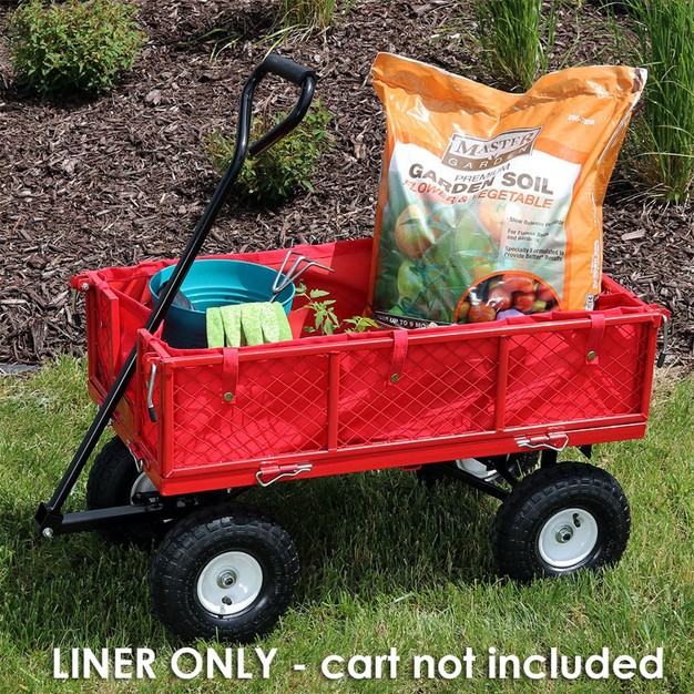 Sunnydaze Outdoor Lawn And Garden Weather resistant Heavy duty Polyester Utility Wagon Cart Protective Liner Red