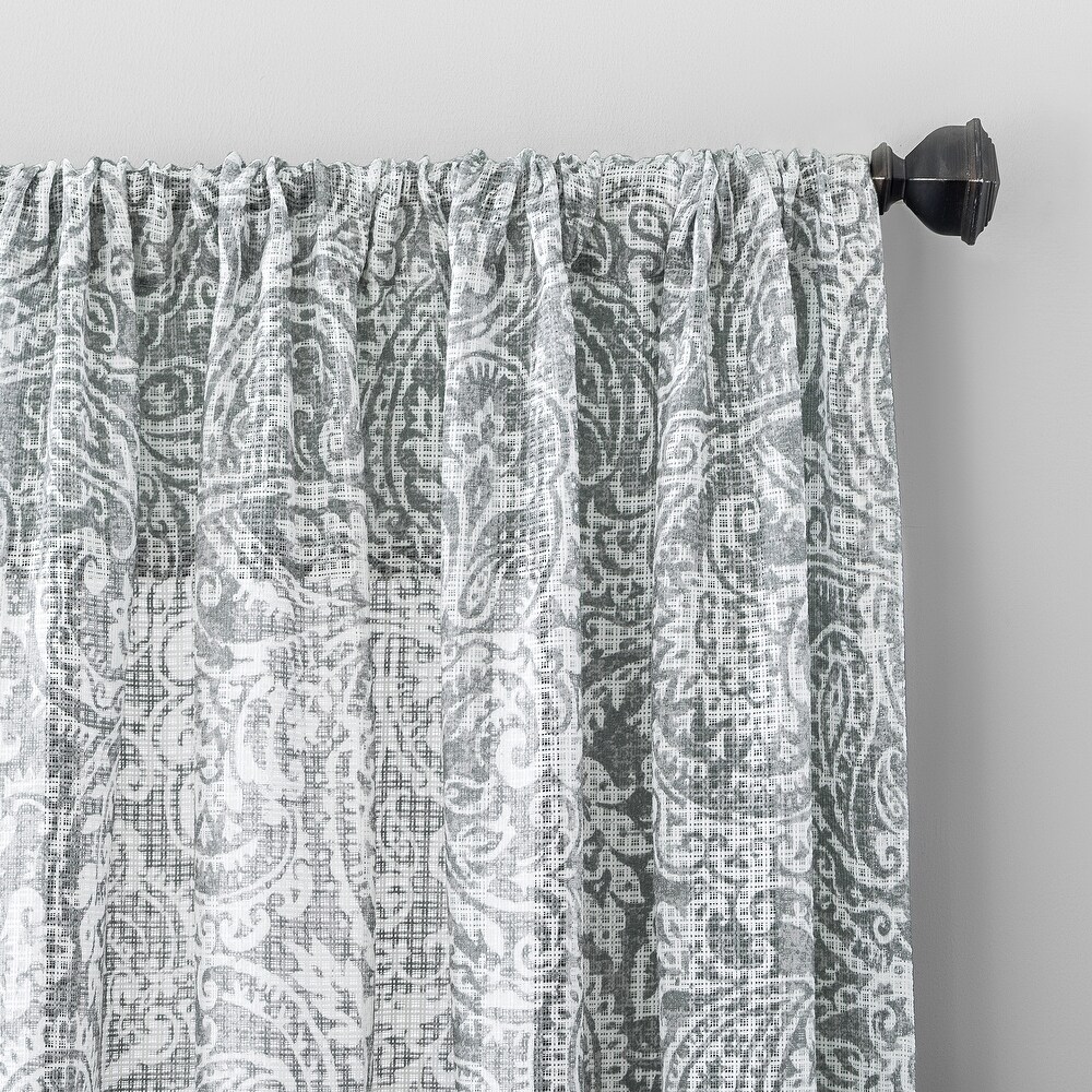 Archaeo Paisley Waffle Weave Cotton Blend Curtain  Single Panel